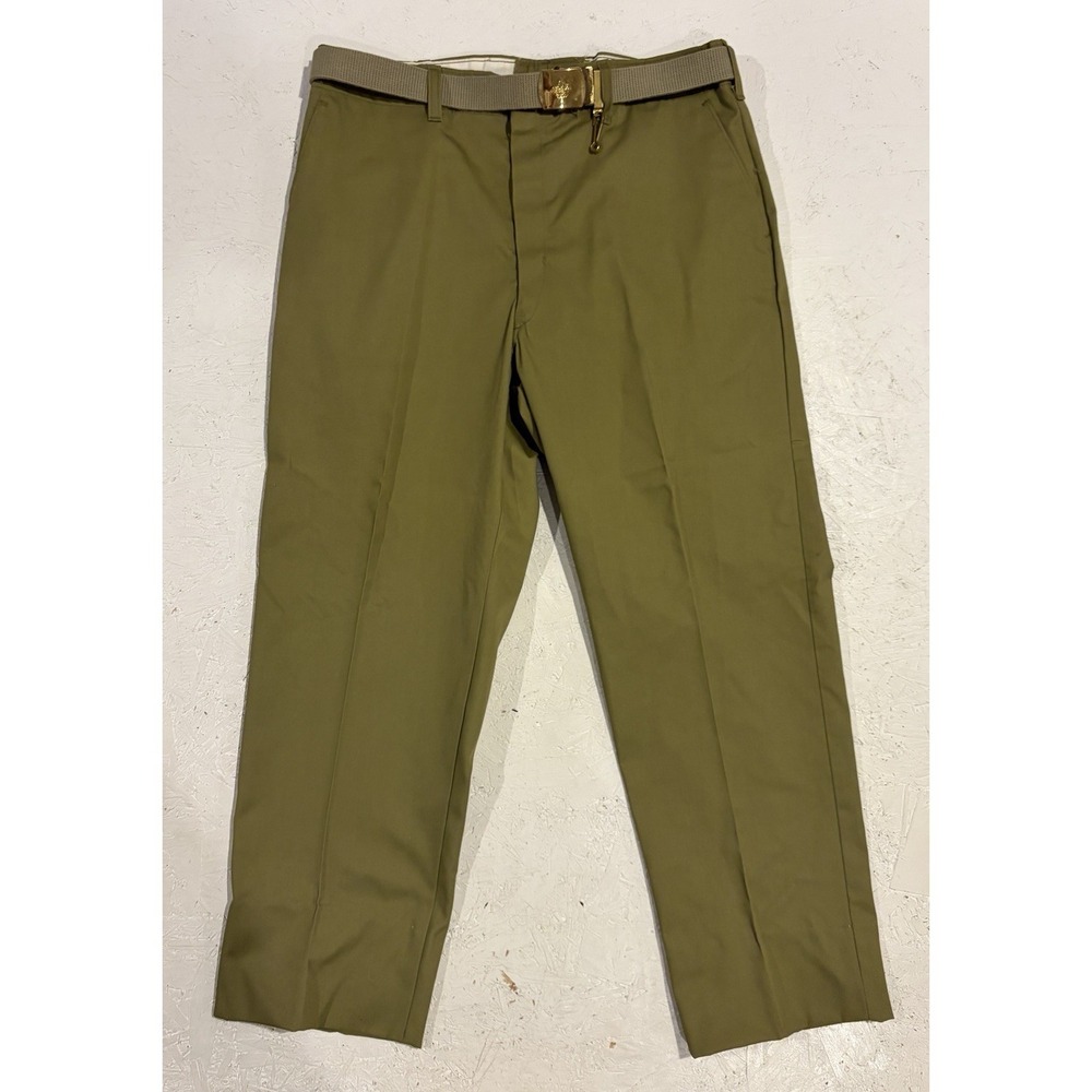 Vintage 60s Boy Scouts of America Uniform Pants Brass‎ Belt Mens Talon Zipper